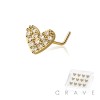 12PCS OF MULTI CZ HEART 316L SURGICAL STEEL L-SHAPE NOSE BOX